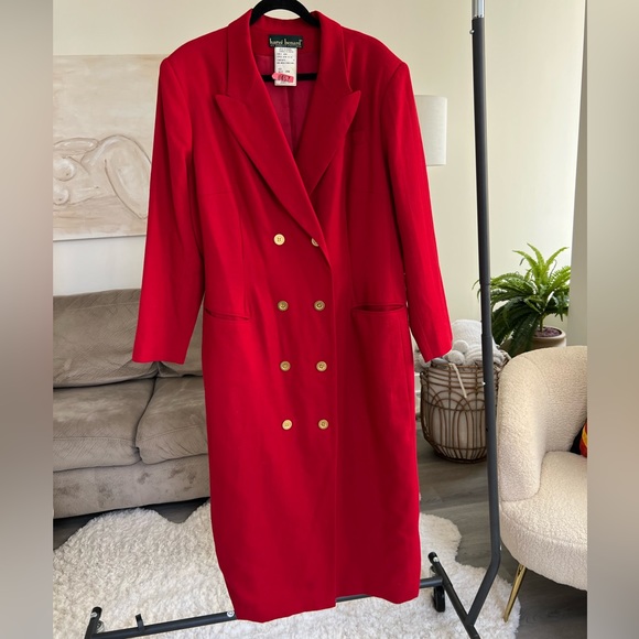 Harvé Benard by Benard Holtzman Vintage Red Wool Coat - Picture 1 of 8